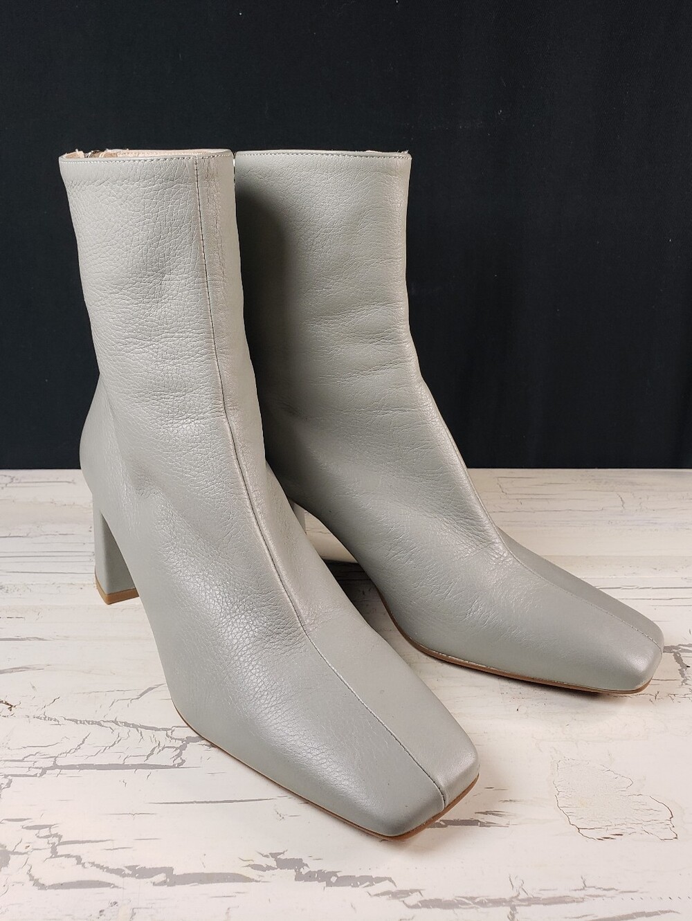 Intentionally Blank 'Tabatha' Leather Ankle Boots in Storm Gray- size 7-1/2 to 8